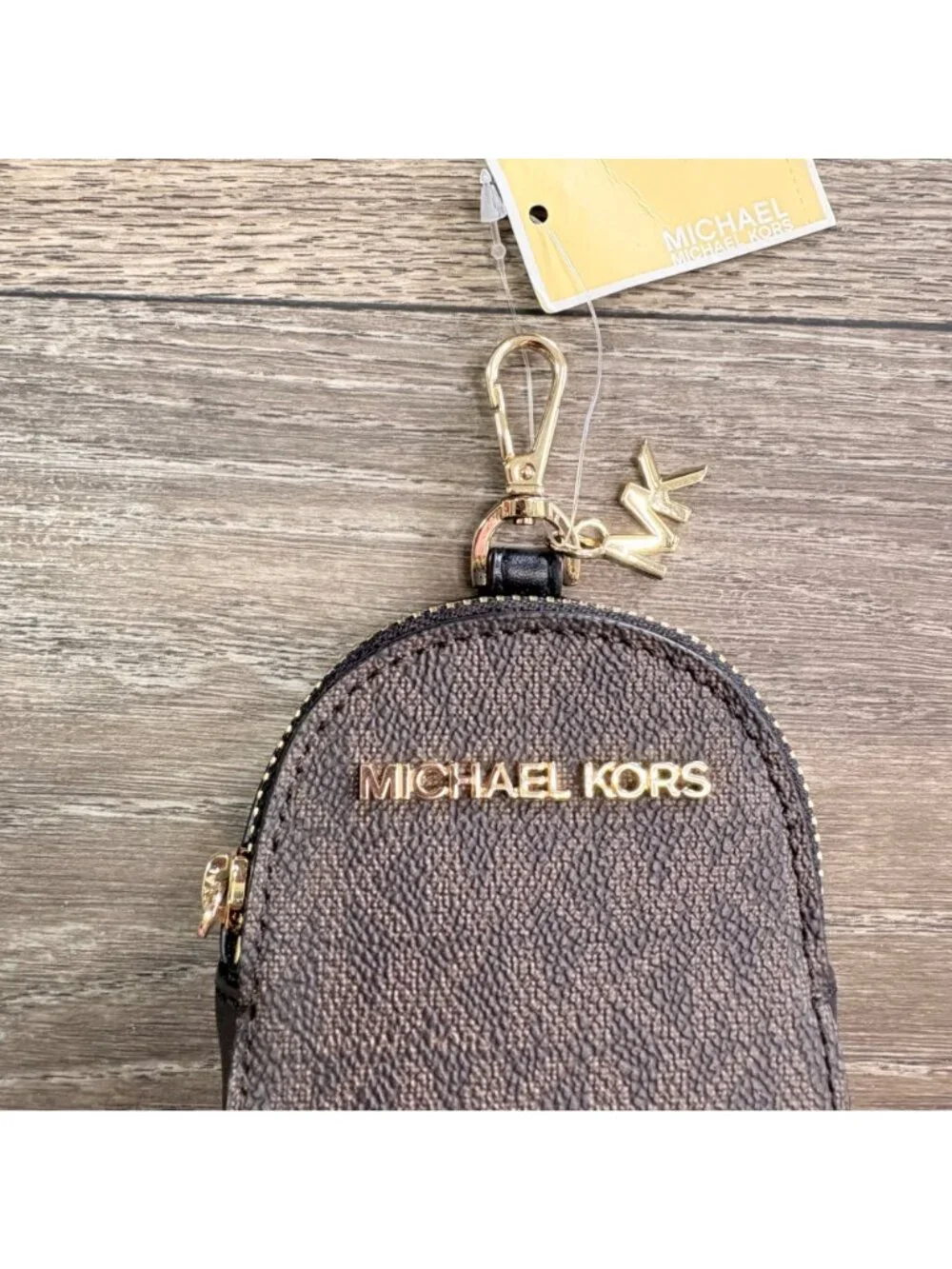 NEW Michael Kors Jet Set Travel XS Backpack Charm Keychain Brown/Black Gold
